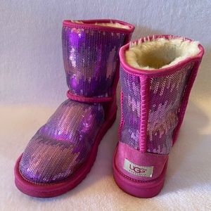 Pink/purple sequin UGG boots. Size 5